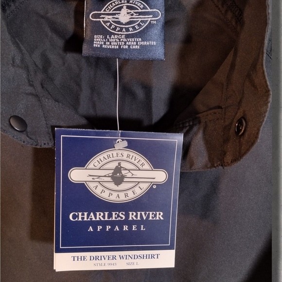 New Charles River Apparel Men's Windshirt, Black, Size L, Polyester with Pockets - Picture 10 of 11